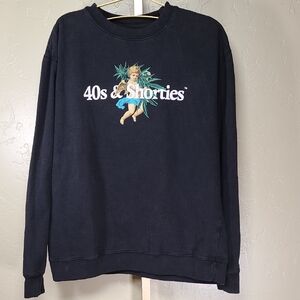 40s & Shorties Black Crewneck Sweatshirt Angel Cherub Large